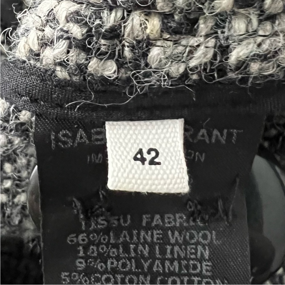 Isabel Marant Etoile Wool Blend Frayed Boucle Tweed Jacket Blazer Size 42 - Picture 10 of 13